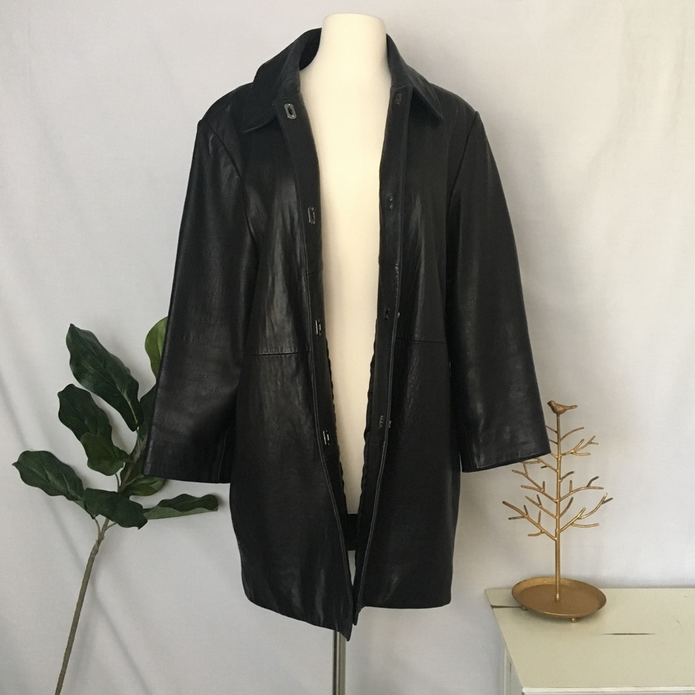 AK ANNE KLEIN 100% Leather Coat Jacket Lg